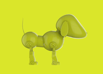 single color neon yellow dog robot