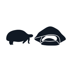 Turtle and the shell, or carapace Vector Silhouette on white background