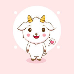 Cartoon illustration of cute happy goat character