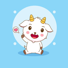 Cartoon illustration of cute happy goat character