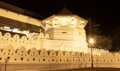 Temple of tooth in Kandy, night photograph.
