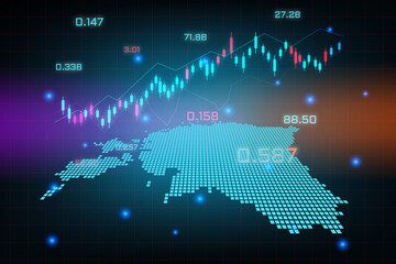 Stock market background or forex trading business graph chart for financial investment concept of Estonia map. business idea and technology innovation design.