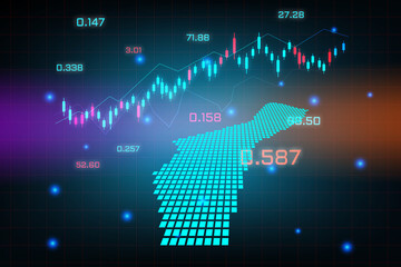 Stock market background or forex trading business graph chart for financial investment concept of Guam map. business idea and technology innovation design.