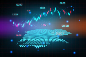 Stock market background or forex trading business graph chart for financial investment concept of Cambodia map. business idea and technology innovation design.