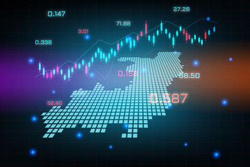 Stock market background or forex trading business graph chart for financial investment concept of Congo map. business idea and technology innovation design.