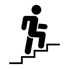 Man climbing stairs icon People in motion active lifestyle sign