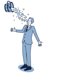 全身に水を浴びるスーツを着たビジネスマンのアイソメ