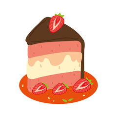 chocolate strawberry cake art illustration