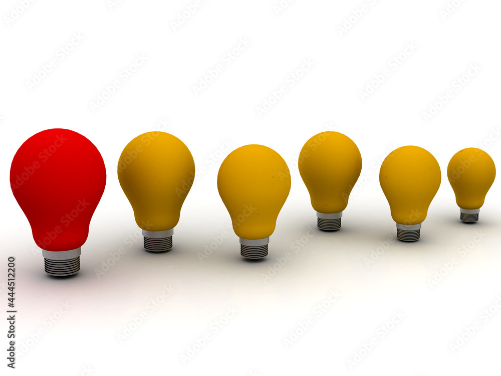Poster 3d rendering led light bulb network with leader
