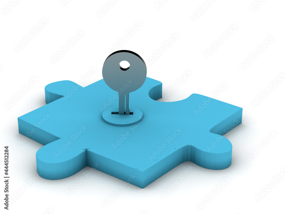 Poster login (metaphor with a puzzles), 3d rendering