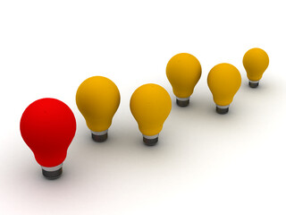 3d rendering led light bulb network with leader