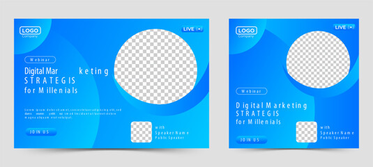 Business Digital Marketing live webinar banner invitation and social media post template. Business webinar invitation design. Vector EPS