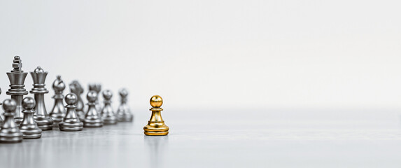 Close-up chess standing first in line teamwork on chess board concepts of business team and leadership strategy and organization risk management. - obrazy, fototapety, plakaty