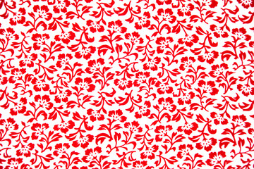 red and white floral abstract fabric pattern