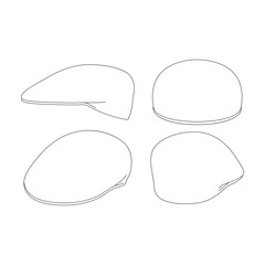 Template ascot cap vector illustration flat sketch design outline headwear - obrazy, fototapety, plakaty