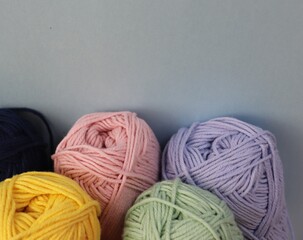 cotton yarn to knit or crochet, craft colourful photography with copy space to your own message