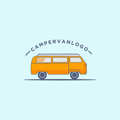 camper van summer logo design vector