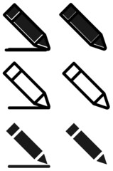 pen pencil draw set vector illustration flat icon for website on a white background