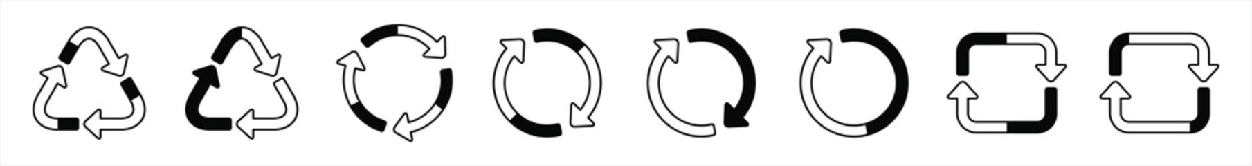 Recycle icon collection. Set recycle signs. Recycle recycling symbol. Vector Illustration.