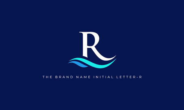 illustration vector graphic of modern, simple, elegant, semi classic, combination initial letter R with some wave logo design