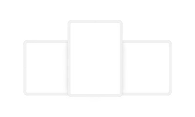 Clay Tablet Computers Mockups with Vertical and Horizontal Screens, Isolated on White Background. Vector Illustration