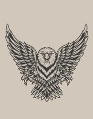 illustration eagle bird with monochrome style