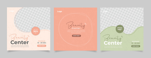 Beauty Center Makeup Social media post Banner Square Flyer Template Design