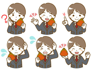 スーツを着た若い男性の、お金に関する疑問と解決