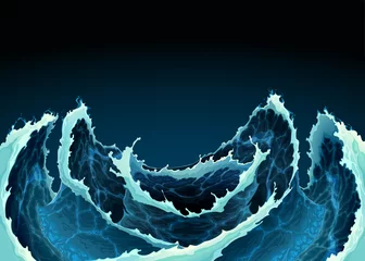 Selbstklebende Fototapeten Agitated ocean waves. Vector background illustration.  © ddraw