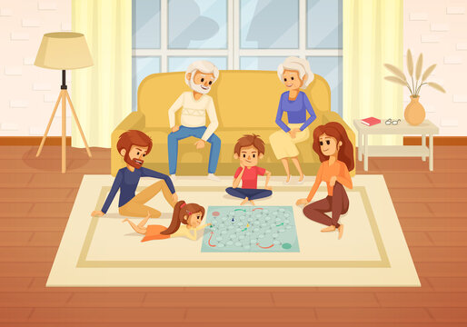 Family Holidays Cartoon Composition