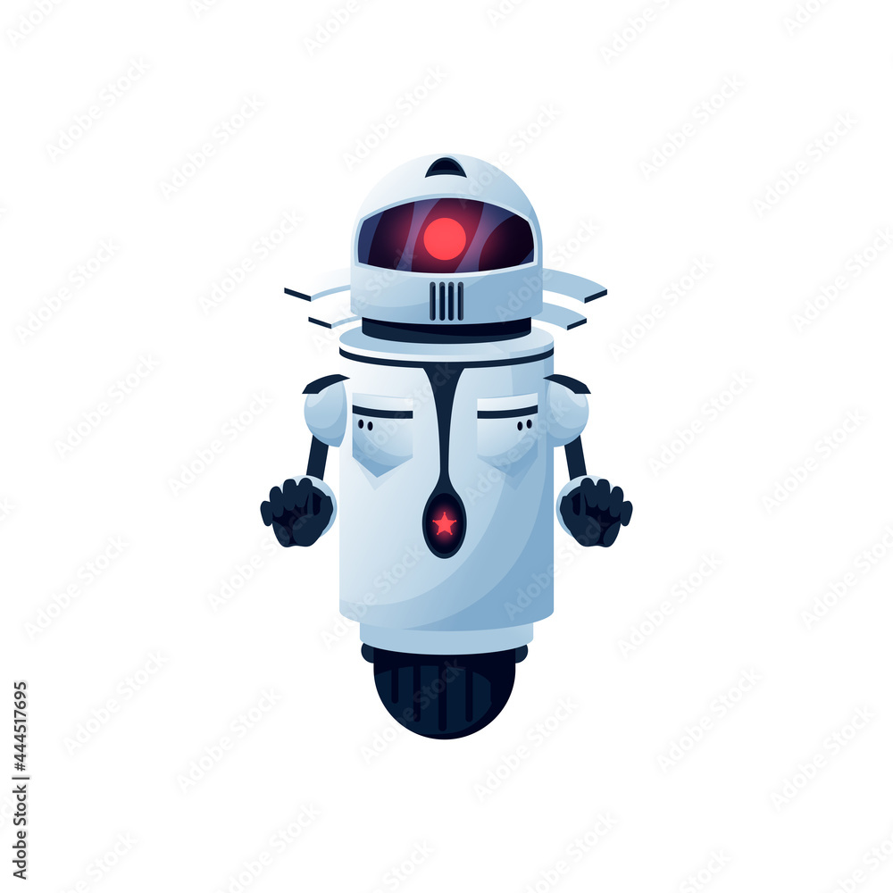 Poster robot android with hands and interface on head isolated cartoon icon. vector artificial intelligence