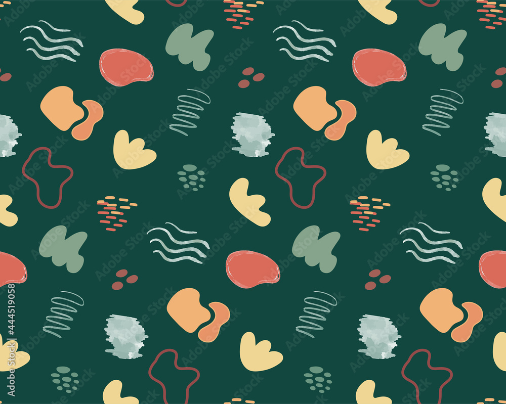 Poster seamless pattern vector background with various organic shapes and abstract design elements. random 