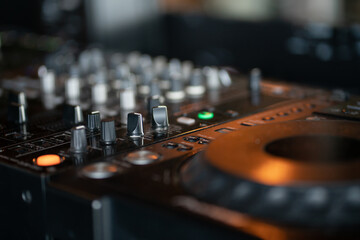 Channels mixing dj player professional. sound mixing music for play music event party.