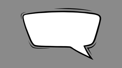 Dialog speech bubble in comic style. Square speech bubble isolated in grey background. Handdrawn vector illustration