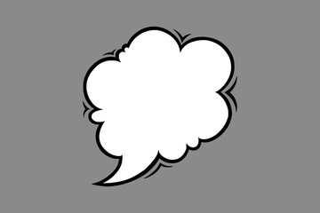 Cloud speech bubble in comic style. Speech bubble for comments and shouts isolated in grey background. Handdrawn vector illustration