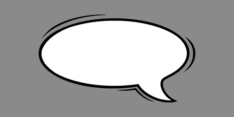 Dialog speech bubble in comic style. Oval speech bubble isolated in grey background. Handdrawn vector illustration