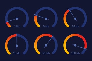 Speedometer internet speed level indicator vector design
