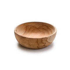 Empty wooden bowl on white background