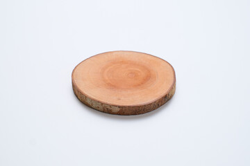 Wooden stump or natural style wooden coaster on white background - Powered by Adobe