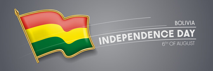 Bolivia independence day vector banner, greeting card.