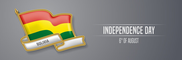 Bolivia happy independence day greeting card, banner vector illustration - obrazy, fototapety, plakaty