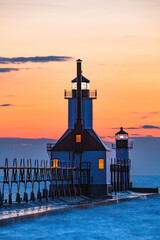 St Joseph North Pier Inner Lighthouse at Lake Michigan