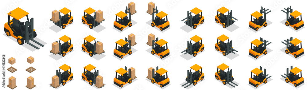 Wall mural Isometric Modern Warehouse Icon Set