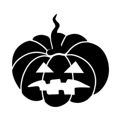Black pumpkin. Jack o lantern. The creepy scary pumpkin for Halloween. Vector illustration