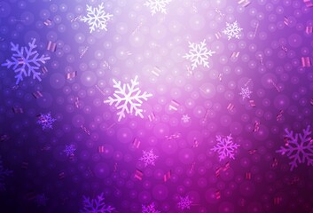 Light Purple, Pink vector pattern in Christmas style.
