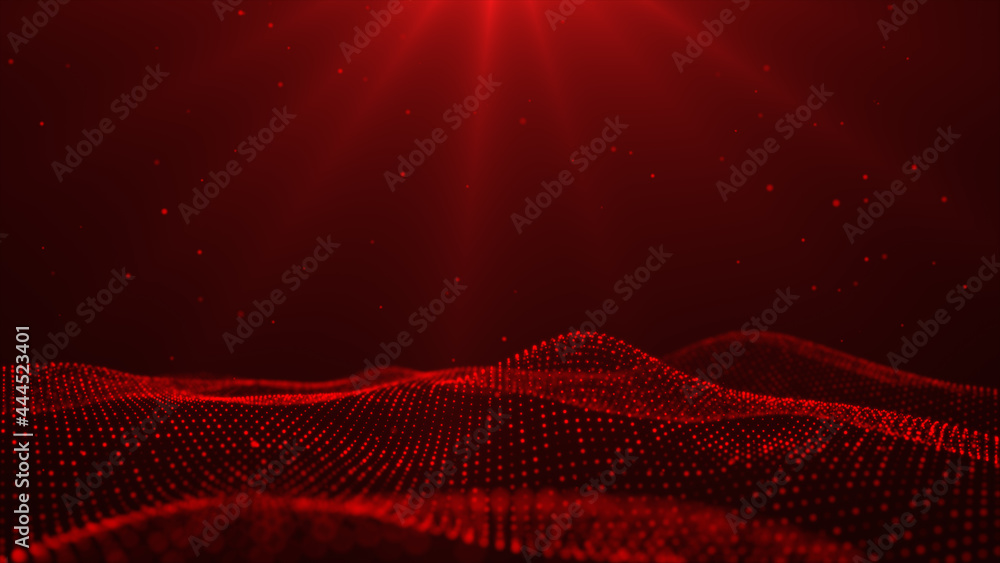 Poster particle wave dynamic digital red color abstract background