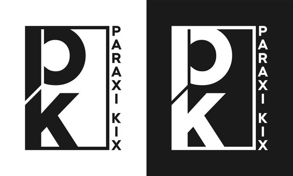 Outstanding professional trendy  artistic black and white color PK logo design Vector illustration.