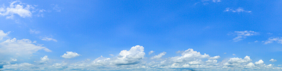 Panorama blue sky background with tiny clouds.