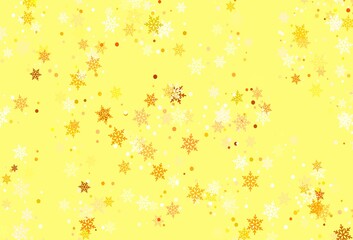 Light Green, Yellow vector pattern with christmas snowflakes.