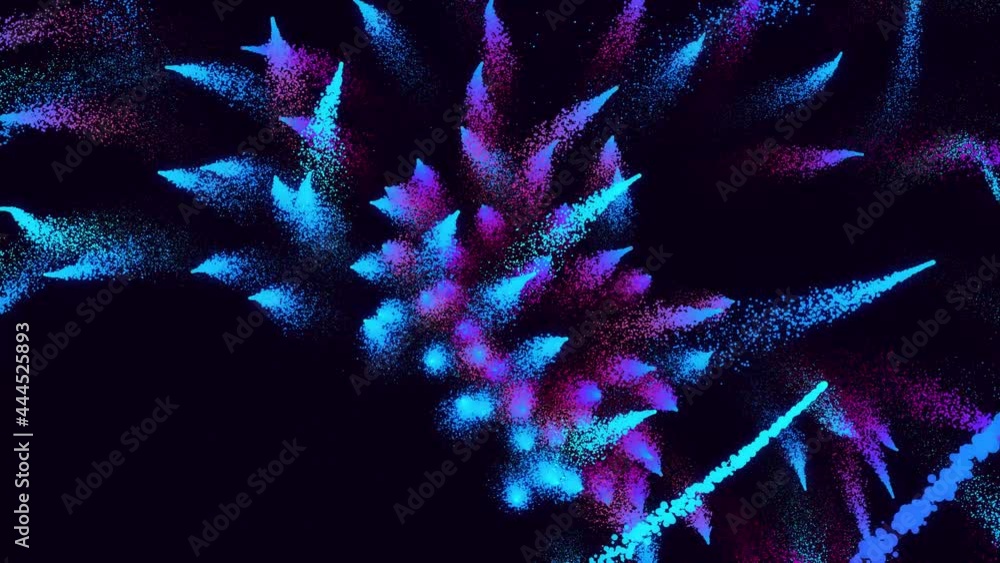 Poster magic particles form beatuful trails. swirl structure 3d render abstract colorful explosion with lum